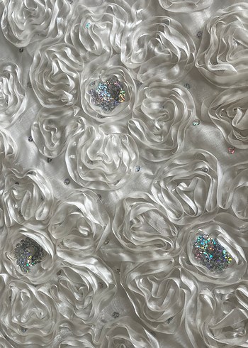 Nakışlı Beyaz Gri Yatak Örtüsü - Görsel 4