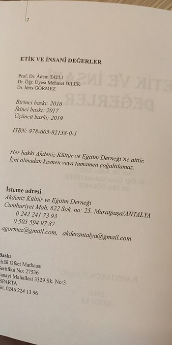 Beden Etik ve İnsanî Değerler