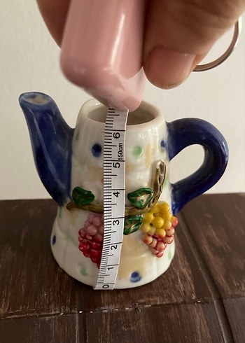 Renkli Üzüm Desenli Mini Seramik Demlik - Görsel 2