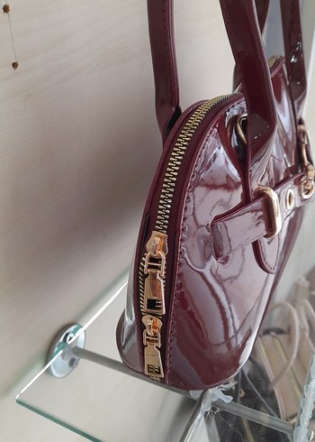 Bordo Parlak Deri Kadın Çanta - Görsel 3