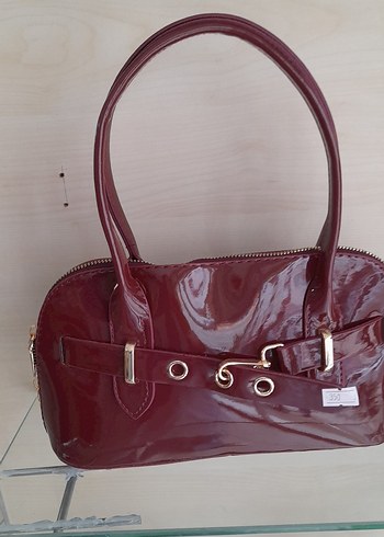 Bordo Parlak Deri Kadın Çanta - Görsel 2