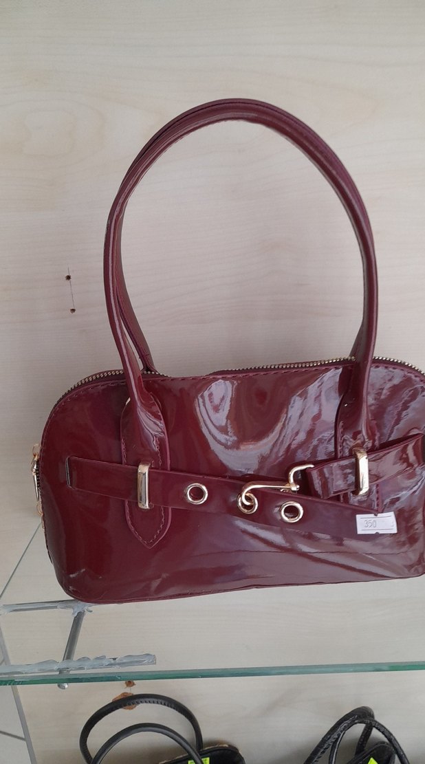 Bordo Parlak Deri Kadın Çanta - Görsel 2