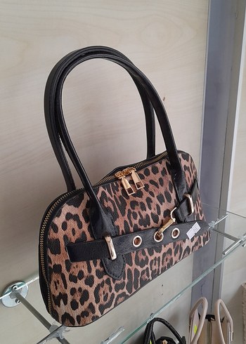 Kahverengi Leopar Desenli Deri Kadın Çanta - Görsel 2