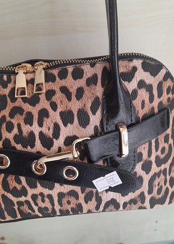 Kahverengi Leopar Desenli Deri Kadın Çanta - Görsel 3