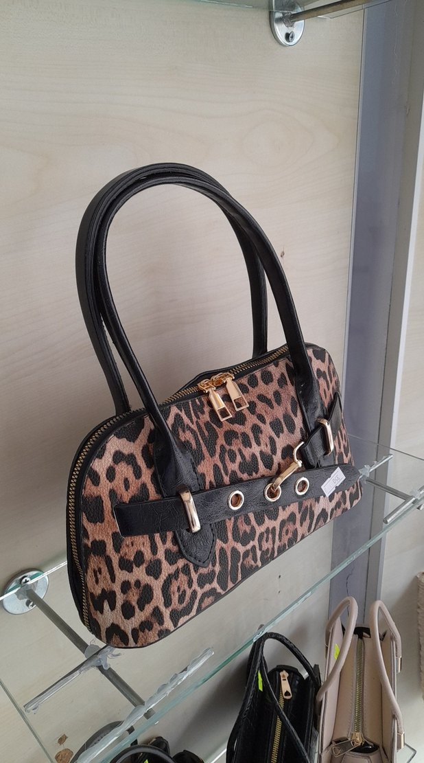 Kahverengi Leopar Desenli Deri Kadın Çanta - Görsel 2