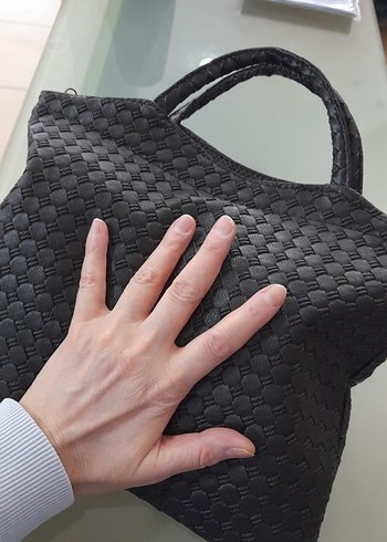 Siyah Kadın Günlük Örgü Çanta - Görsel 2