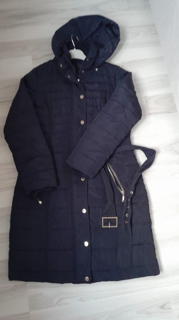 Kemerli Siyah Kadın Kışlık Mont - Görsel 2