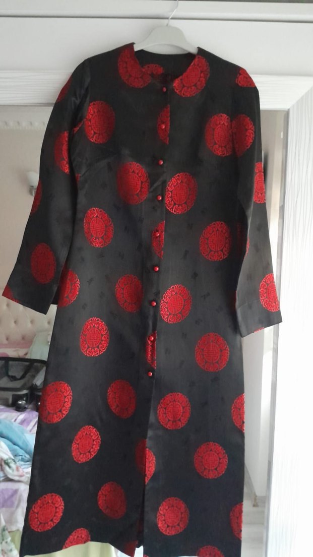 Uzun Kollu Vintage Desenli Kadın Kap - Görsel 4