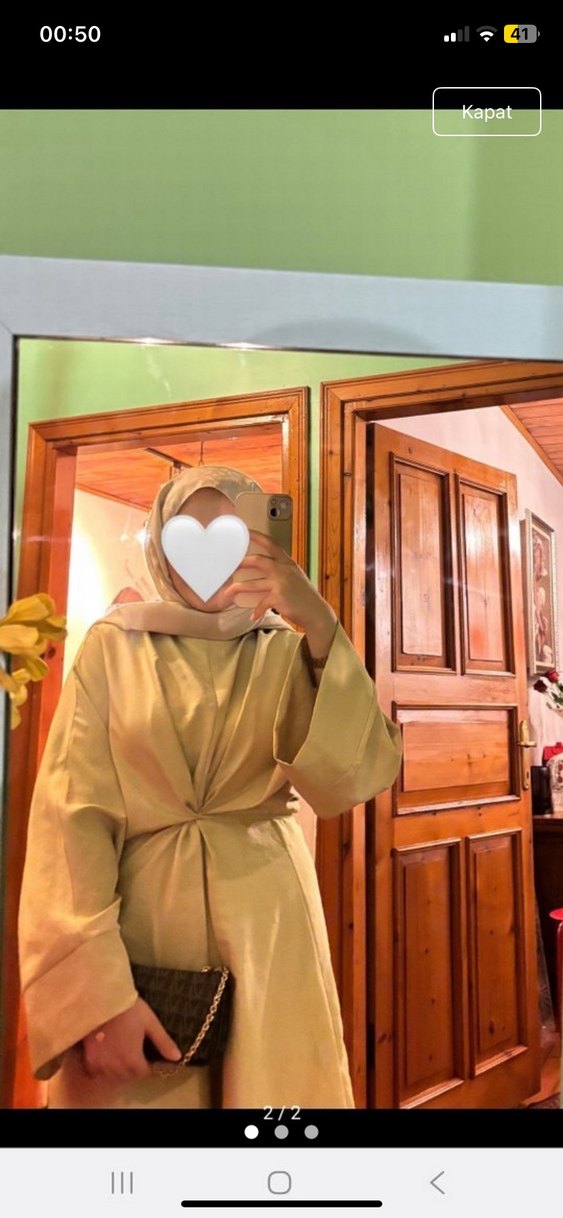 Sarı Uzun Keten Elbise - Görsel 2