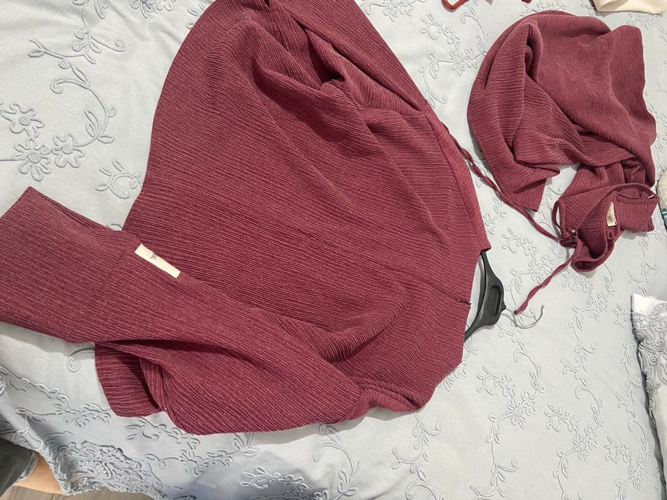 Bordo Kadın Triko Uzun Kollu Kazak - Görsel 2