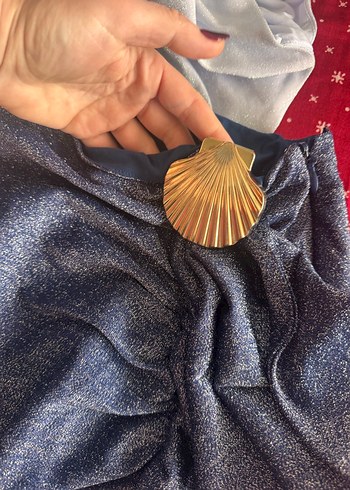 Beyaz ve Lacivert Drapeli Uzun Abiye Elbise Raisa Vanessa - Görsel 3