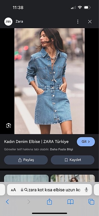 Zara Orjinal Az KullanılmıŞ Kot Elbise