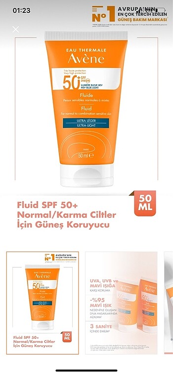 Avene güneş krem