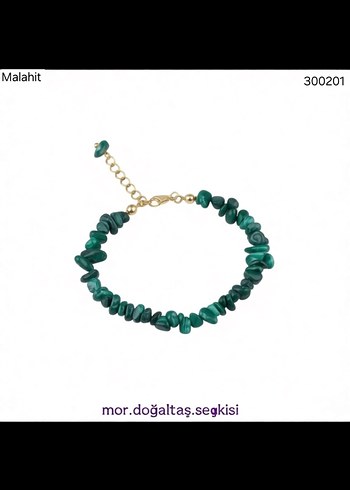 Pandora Dogal Malakit Yesil Tasli Altin Zincir Bileklik