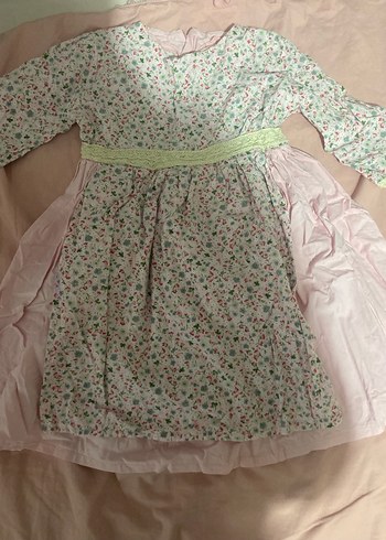 Zara Çiçekli Uzun Kollu Kız elbisesi el dikimi