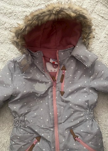 Peluş Detaylı Gri Bebek Kız Kayak Tulumu - Görsel 2