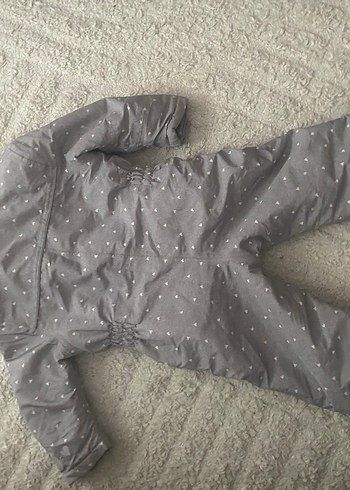 Peluş Detaylı Gri Bebek Kız Kayak Tulumu - Görsel 5