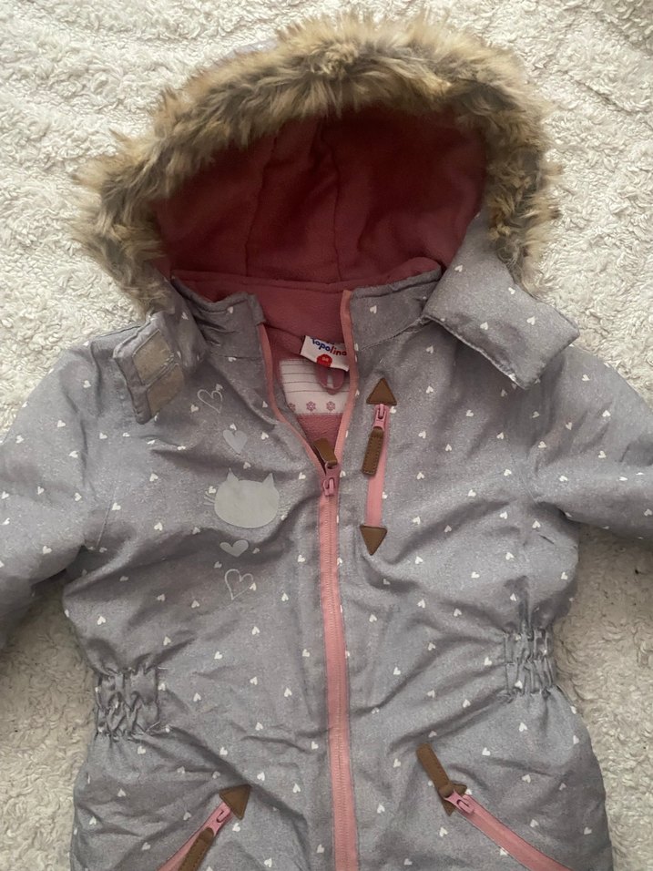 Peluş Detaylı Gri Bebek Kız Kayak Tulumu - Görsel 2