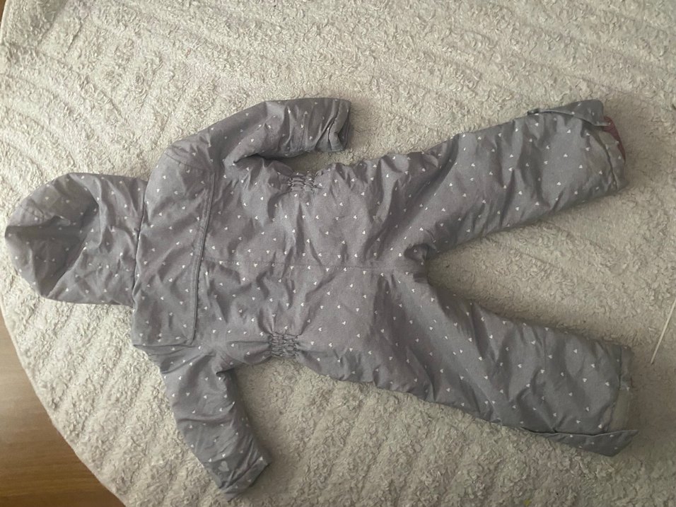 Peluş Detaylı Gri Bebek Kız Kayak Tulumu - Görsel 5