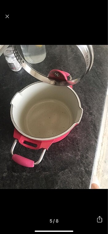 Beden pembe Renk Emsan seramik süzgeçli tencere