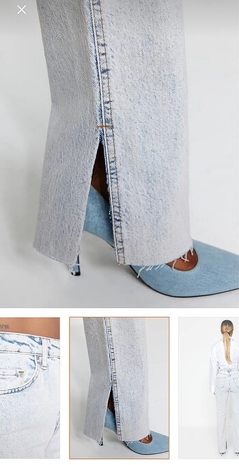 Yırtmaçlı yüksel bel jean - Görsel 4