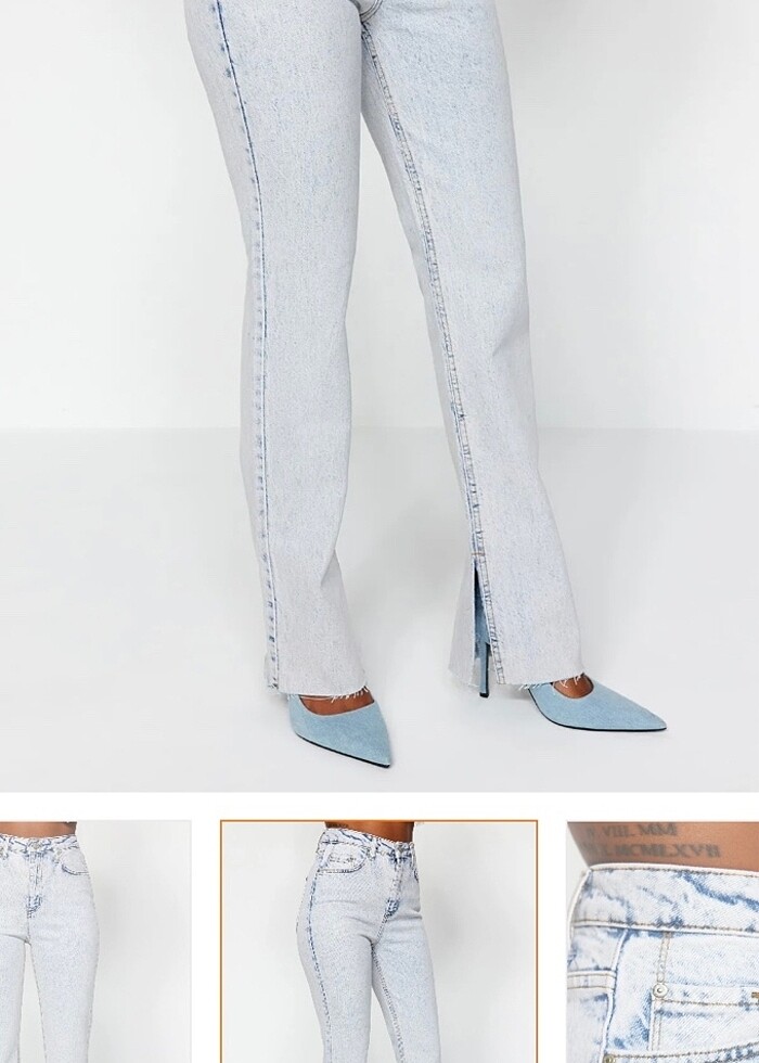 Yırtmaçlı yüksel bel jean - Görsel 3