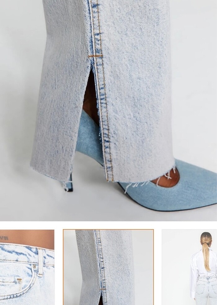 Yırtmaçlı yüksel bel jean - Görsel 4