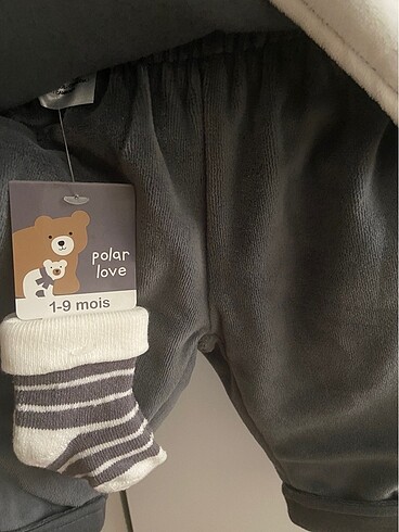 3 Ay Beden gri Renk Erkek bebek polar takım