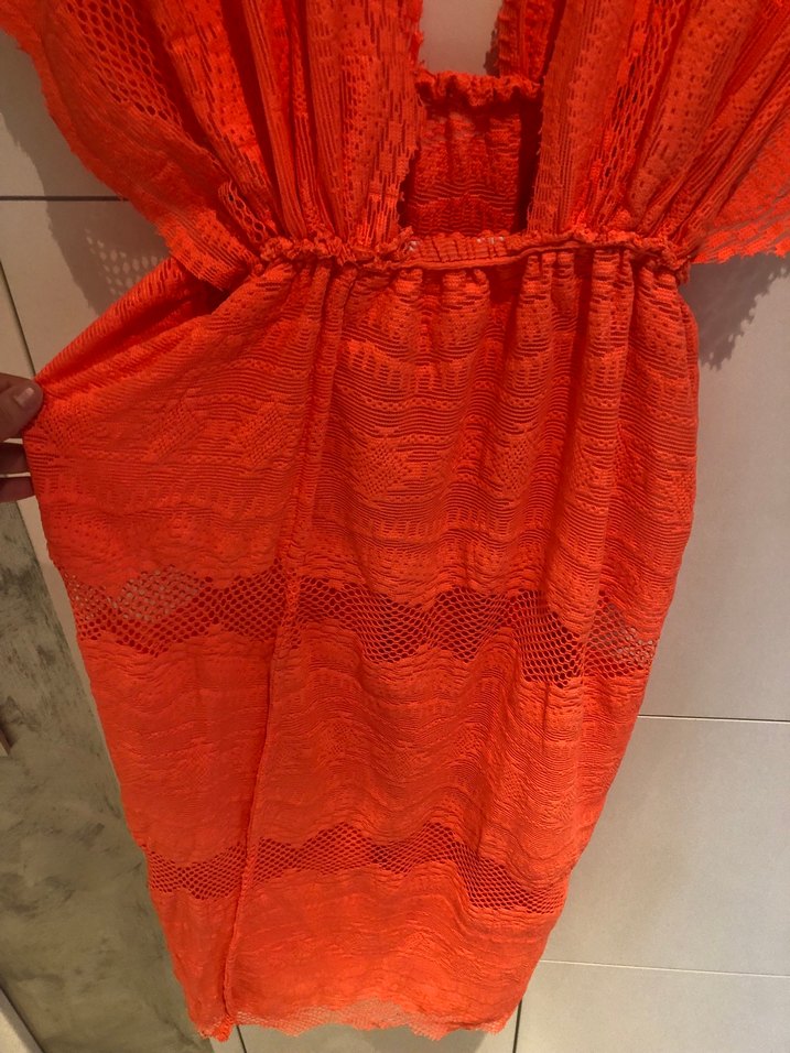 Turuncu Bohem Uzun Drapeli Elbise - Görsel 3