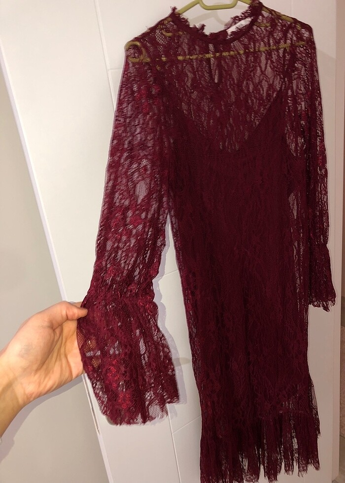 Bordo elbise - Görsel 2