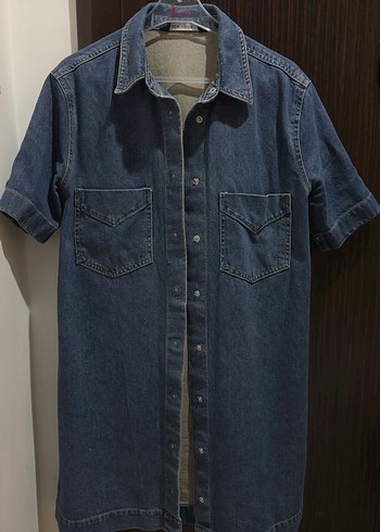LC Waikiki Mavi Denim Gomlek Elbise