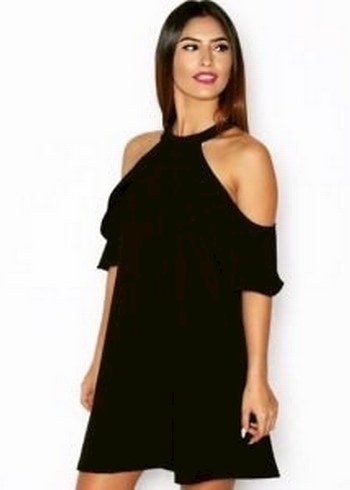 Siyah Mini Straplez Elbise