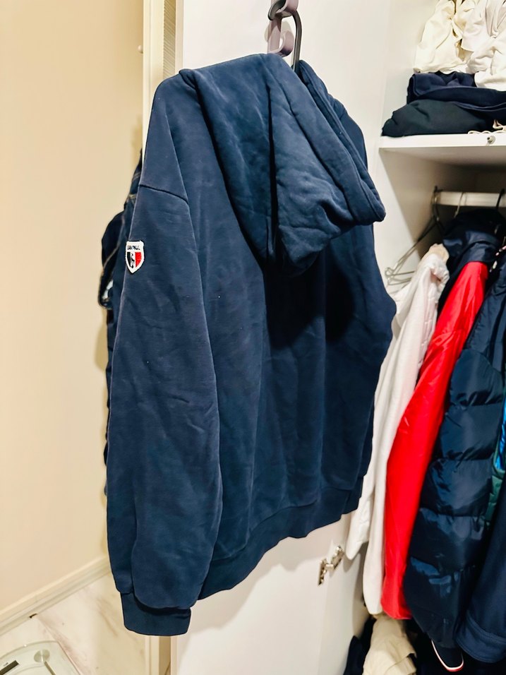 JEAN PAUL Mavi Baskılı Fermuarlı Erkek Polar Sweatshirt - Görsel 4