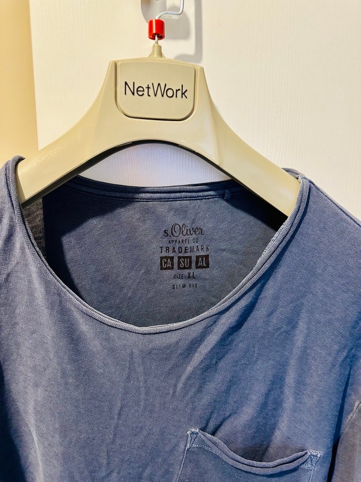 S OLİVER Erkek Gri Uzun Kollu Denim Tişört - Görsel 3