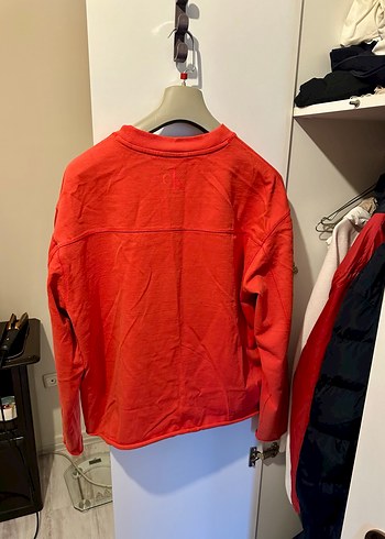 Calvin Klein Kırmızı Oversize Sweatshirt - Görsel 5