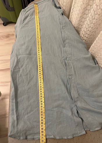 Mavi Uzun Kollu Keten Gömlek - Görsel 8