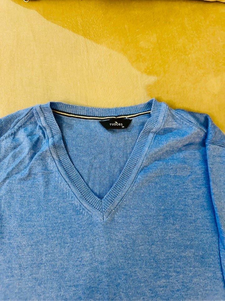 TUDORS Mavi Pamuklu Erkek Triko Kazak - Görsel 2