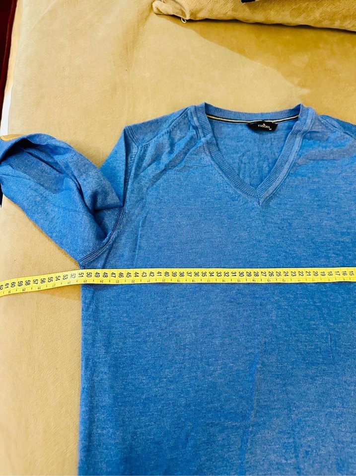 TUDORS Mavi Pamuklu Erkek Triko Kazak - Görsel 5