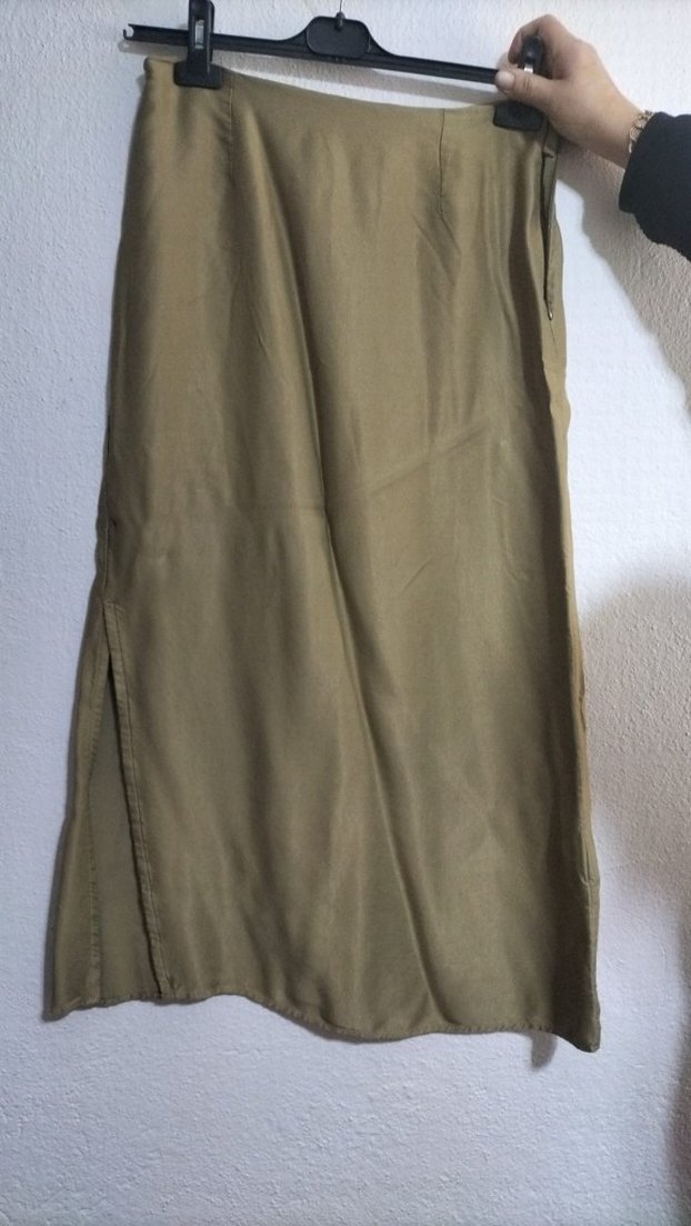 Bej Saten Uzun Salaş Etek - Görsel 2