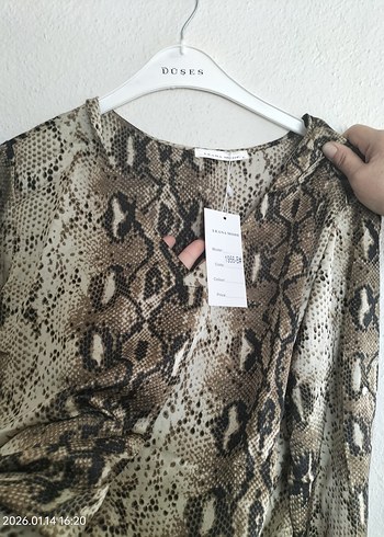 Bohem Yılan Desenli V Yakalı Kadın Gömlek - Görsel 2