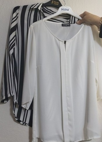 Düğmeli Zebra Desenli V Yaka Kadın Gömlek - Görsel 7