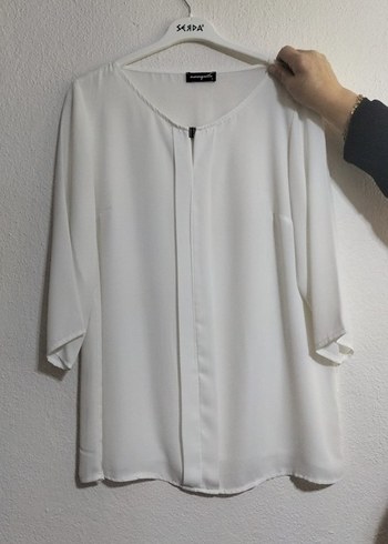 Düğmeli Zebra Desenli V Yaka Kadın Gömlek - Görsel 4