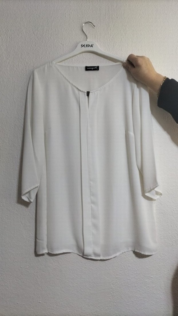 Düğmeli Zebra Desenli V Yaka Kadın Gömlek - Görsel 4