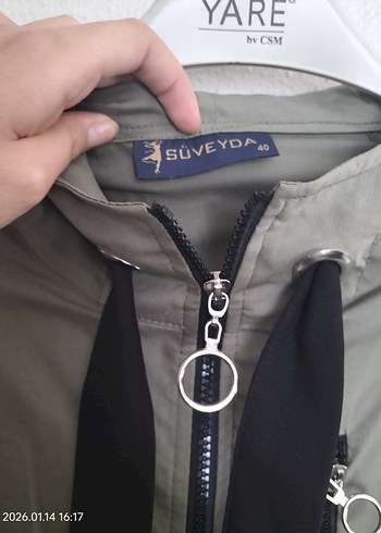 haki renk kadın uzun ceket - Görsel 4