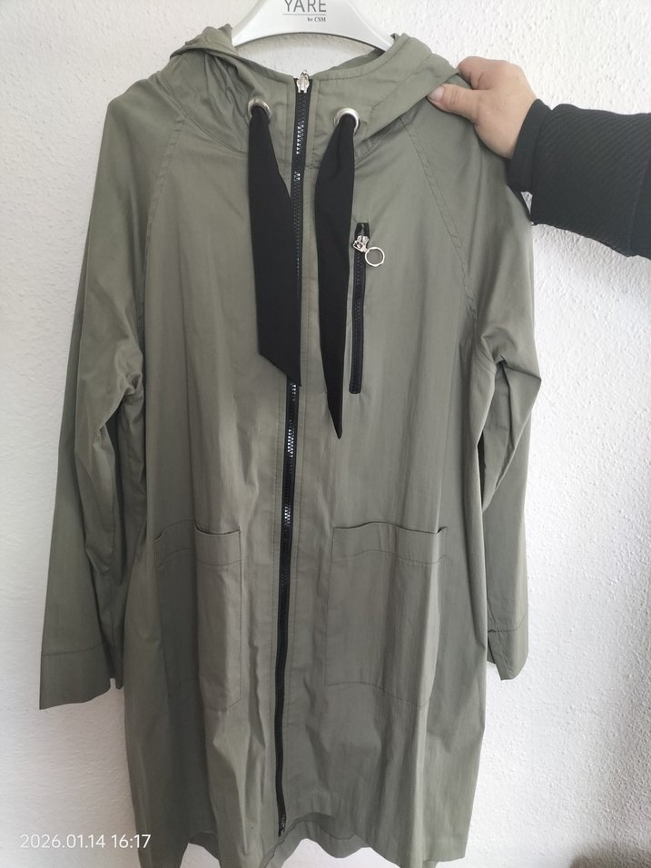 haki renk kadın uzun ceket - Görsel 2