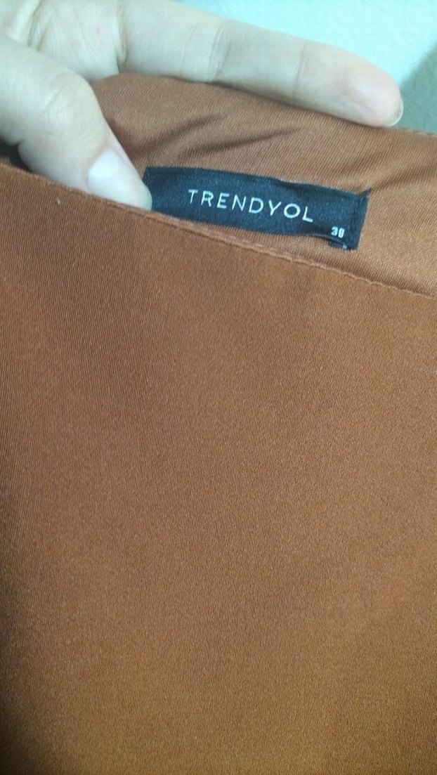 Kahverengi Uzun Kollu Midi Elbise - Görsel 3