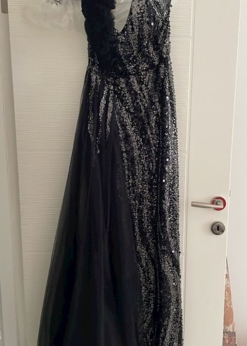 Siyah Drapeli Uzun Abiye Elbise - Görsel 2