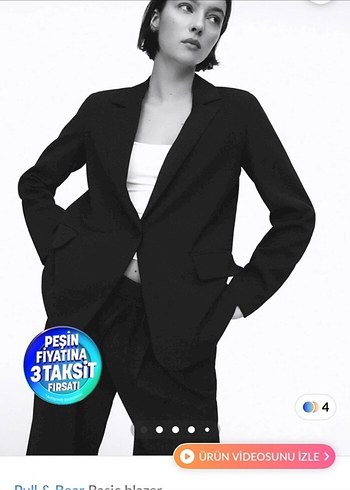 Pull bear Kadın Siyah Klasik Blazer Ceket