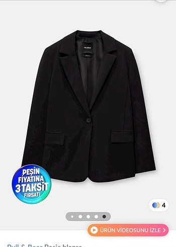 xs Beden siyah Renk Pull bear Kadın Siyah Klasik Blazer Ceket