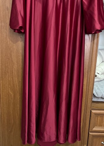 Bordo Piliseli Uzun Kollu Kadın Abiye Elbise - Görsel 2